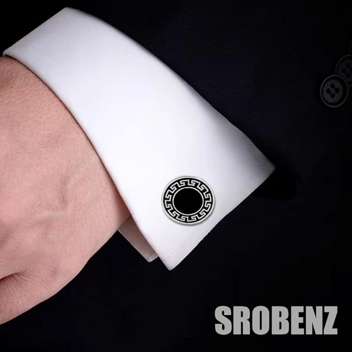 12 Pares de Mancornas para Hombre, Clásicas, Plateadas y Negras, para Camisa y Traje miniatura 3