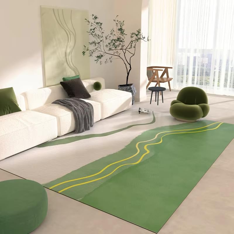 Alfombra verde de felpa suave: dale un toque acogedor a tu sala de estar