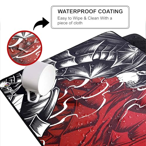 Image of Anime Mouse Pad 12x32 Inch 3mm Extended Gaming Desk Mat with Anti-Slip Rubber Base Mousepad for Smooth Surface Desk pad for PC & Laptop Use Waterproof & Stiched (Multicolour) Deskpad