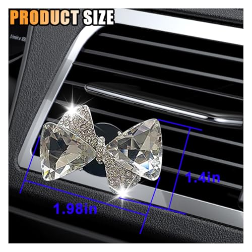 Image of Bling Bow Vent Clips, Crystal Car Air Fresheners Vent Clips, Bling Bow-Knot Car Diffuser Clips, Rhinestone Car Interior Decoration Accessories for Women