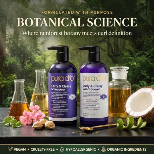 PURA D'OR Curly & Classy Shampoo & Conditioner Set for Defined Curls - Nourishing Formula with Argan, Castor, Geranium, Coconut & Kukui Seed Oils - image 5