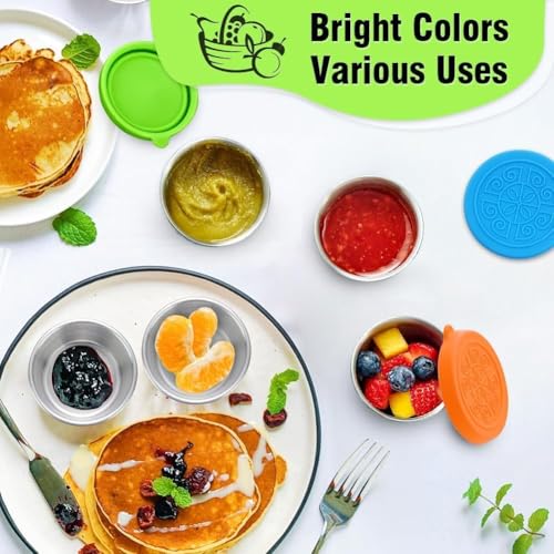 Image of Stainless Steel Snack Box for Kids & Office, Leakproof Mini Sauce Container with Lid, Portable Chutney Box for Tiffin, Salad Dressing & Dip Container, Small Steel Lunch Box (Pack of 10)