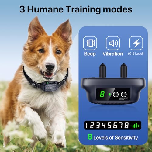 Bark Collar, Auto Smart Dog Bark Collar with 8 Sensitivity & 3 Training Modes