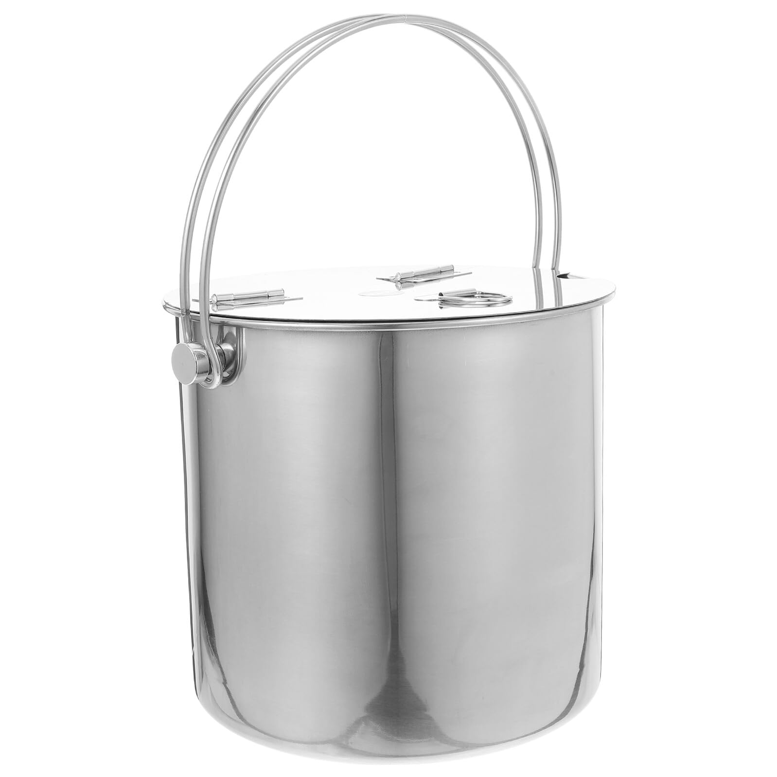 Toyvian Cubo de Acero Inoxidable Asa y Tapa Abatible, Fácil de Limpiar, Adecuado para Picnics y Viajes de Camping, Cubitera Portátil para Hielo y Bebidas
