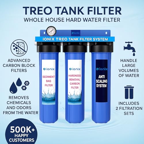 Image of IONIX Treo Tank Filtration System | water softner for bathroom, Whole House Filter for Salt less softner Effective Scaling & Hard Water Treatment with Triple Filter Setup