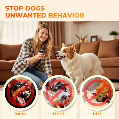 Bubbacare Antibell Ultraschall Gerät, Handgerät Anti Bell Gerät Hunde, Leistungsstark Hunde Bellen Stoppen mit LED, Antibell für Drinnen Draußen, Anti Hund Bellen für Kleine Mittel Große Hund