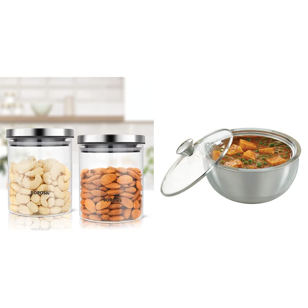 See full amazon price history chart for Borosil Classic Glass Jar For Kitchen Storage, Set Of 2, (600Ml + 600Ml) & Stainless Steel Insulated Curry Server, 900Ml, Silver Combo, Blue-Violet Borosil Classic Glass Jar For Kitchen Storage, Set Of 2, (600Ml + 600Ml) & Stainless Steel Insulated Curry Server, 900Ml, Silver Combo, Blue-Violet (B085GQ2VHT) Amazon Price History, Amazon Price Tracker