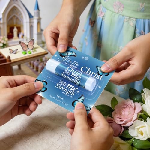 Image of 24 Pcs Christian Lip Balm with Scripture Church Small Gifts Bulk Butterfly Lip Balms Religious Faith Bible Verse Inspirational Gift Party Favors Coworkers