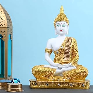 GW Creations Gautam Buddha Statue for Spiritual Home Sitting Buddha Idol Handcrafted Statue Showpiece for HomeDecor, Living Room Decoration Gift Gifting Items, Polyresin (Size- L16 x W6 x H23)