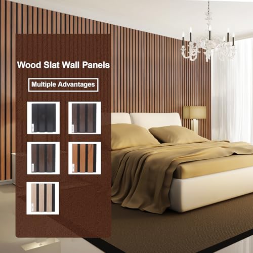 Image of NeatiEase Wood Panels for Wall Color Samples Pack, Soundproof Wood Slat Wall Panel for Interior Wall Decor Noise Cancelling