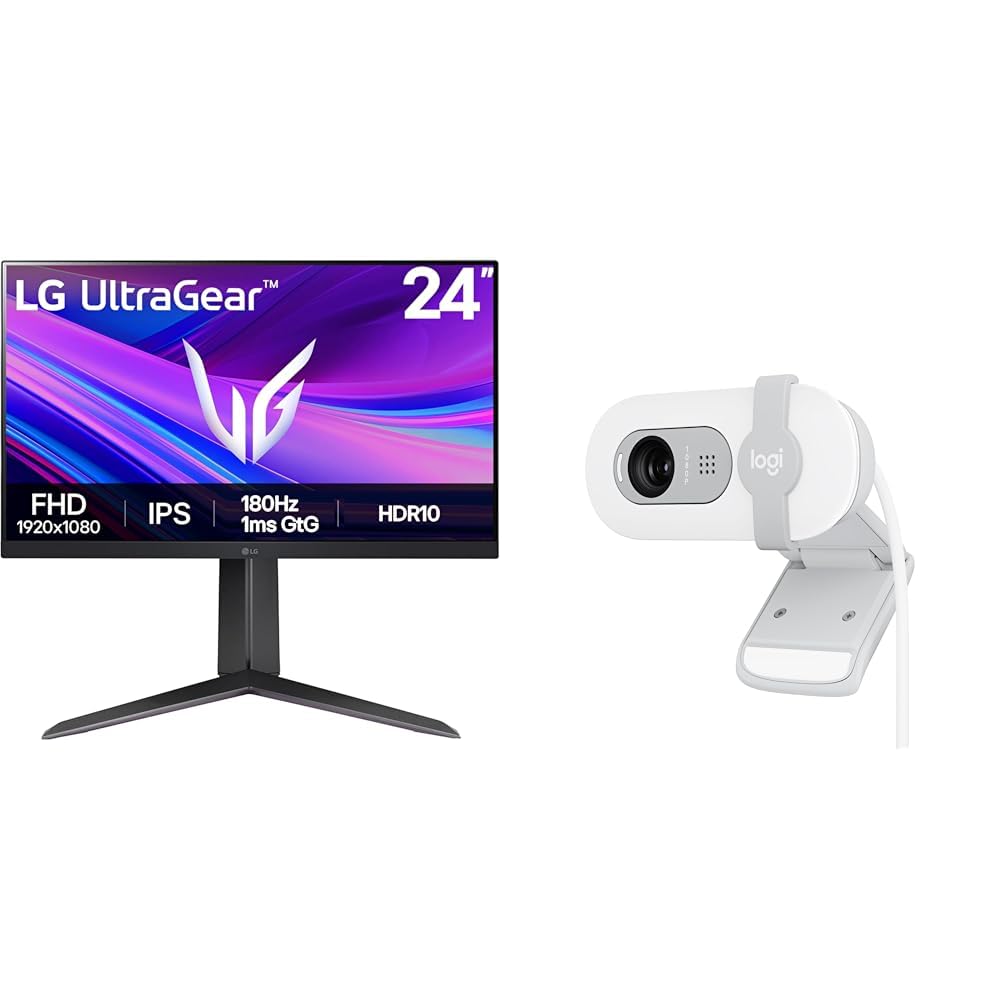 LG Ultragear 24GS65F IPS Full HD Gaming Monitor, 24 Inch, 1920 X 1080, 1ms, 180Hz, HDR 10, NVIDIA G-Sync Compatible, AMD FreeSync, Height/Pivot/Tilt A + Logitech Brio 100 Full HD 1080P Webcam-image-48