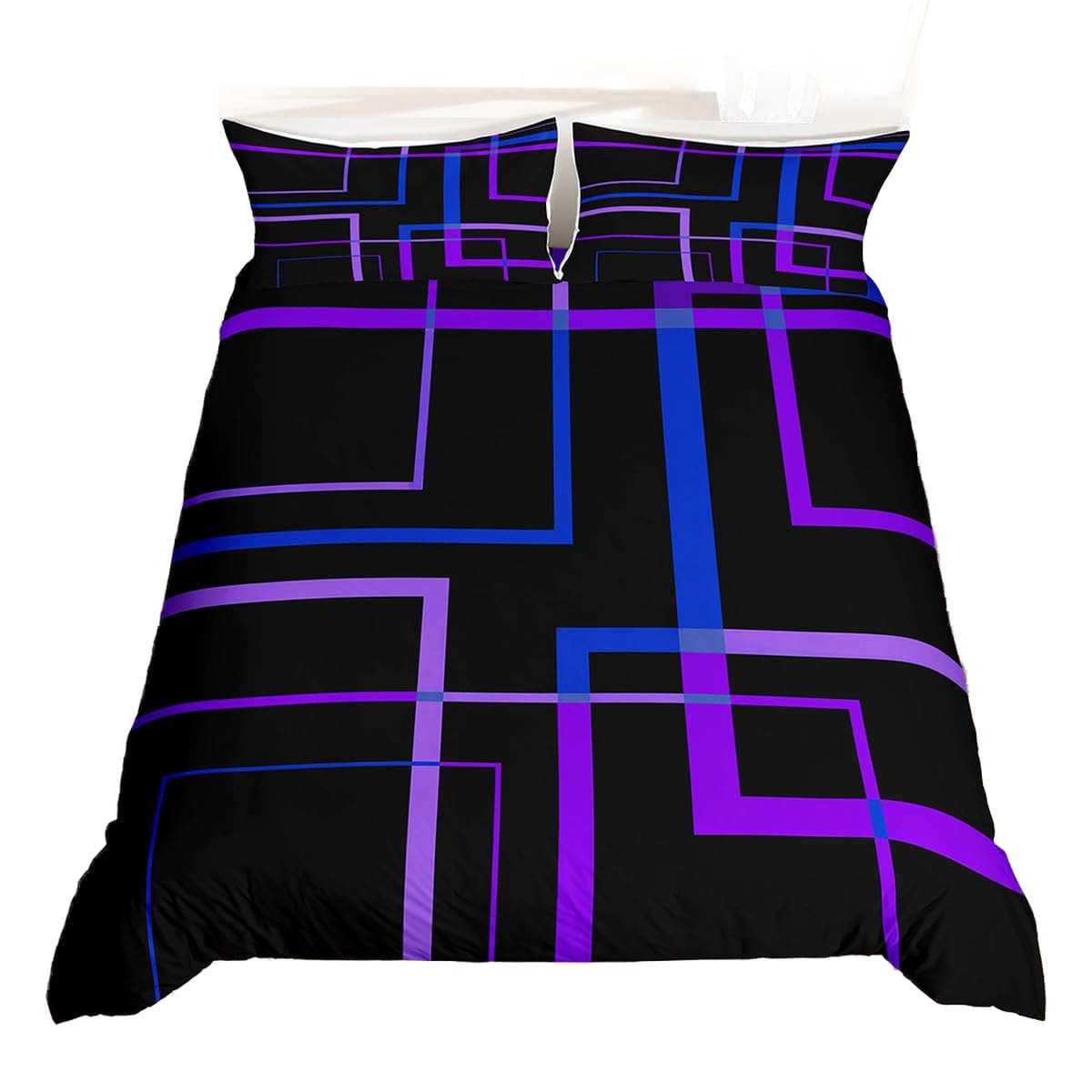 Homewish Black and Navy Purple Duvet Cover King Abstract Minimalist Bedding Set