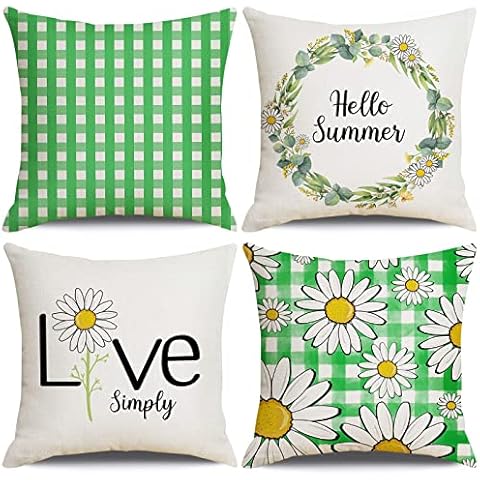 KIKISML Summer Pillow Covers 18x18 Inch Cover