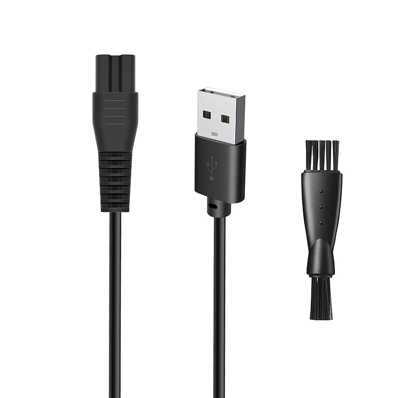 Cabo carregador USB 5V wotdmu compatível com barbeador elétrico de cabeça FlexSeries, com escova de limpeza