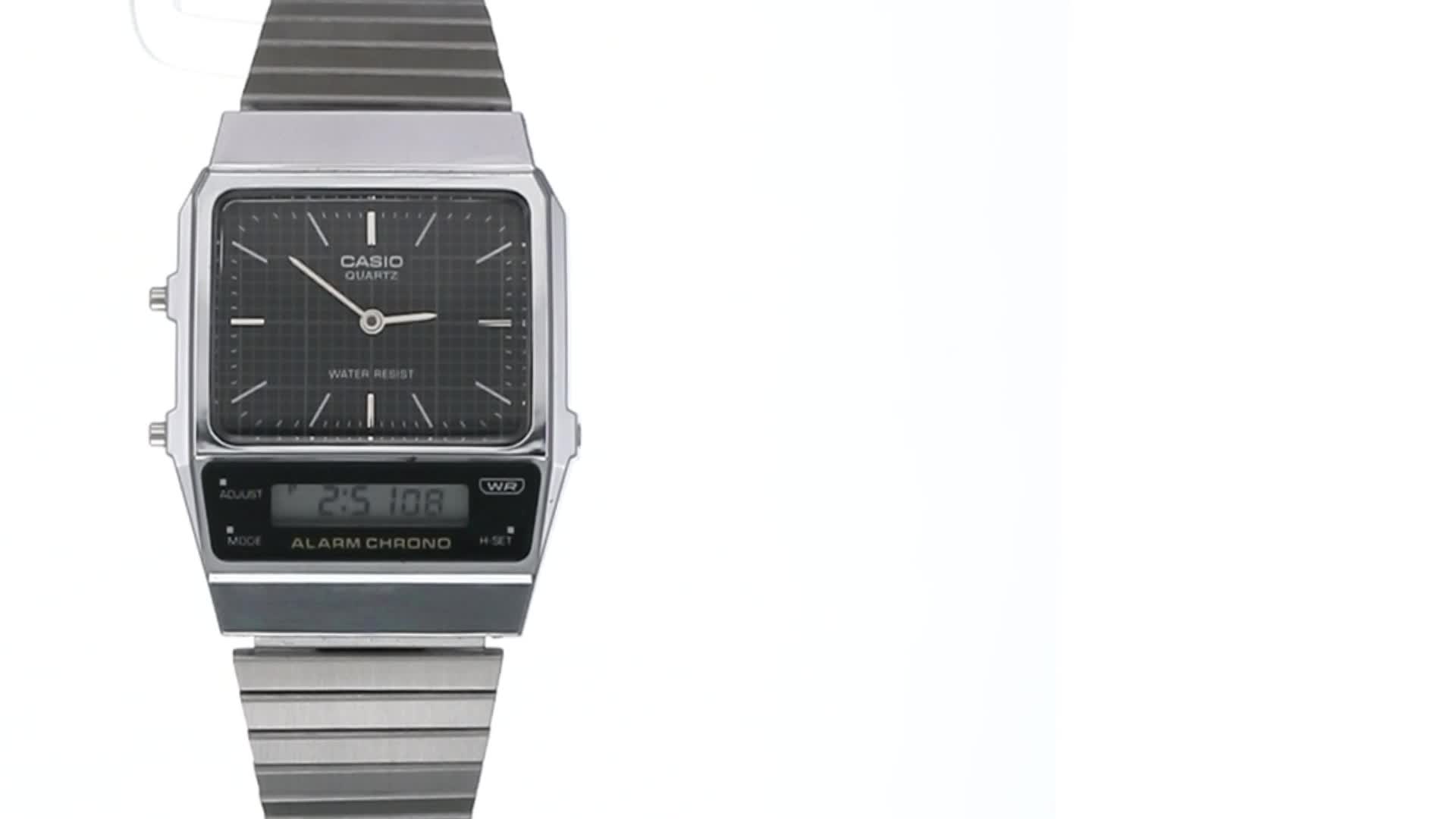 Casio Vintage AQ-800E-1ADF Black Analog-Digital Dial Silver