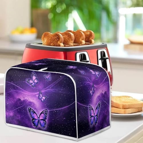 Image of Talayituse Galaxy Butterfly Print 2 Slice Toaster Covers Dust Protection Bread Maker Covers Toaster Oven Cloth Cover Kitchen Accessories Washable Appliance Cover, S