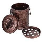 Aspecto retro único: el cenicero estilo cubo de hierro galvanizado presenta un aspecto de metal vintage, agregando un toque distintivo a su espacio, ceniceros de metal para patio, cenicero para chimenea