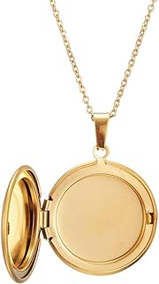 COLORFUL BLING Stainless Steel Round Shaped Locket Style Statement Party Wedding Pendant Necklace(silver)