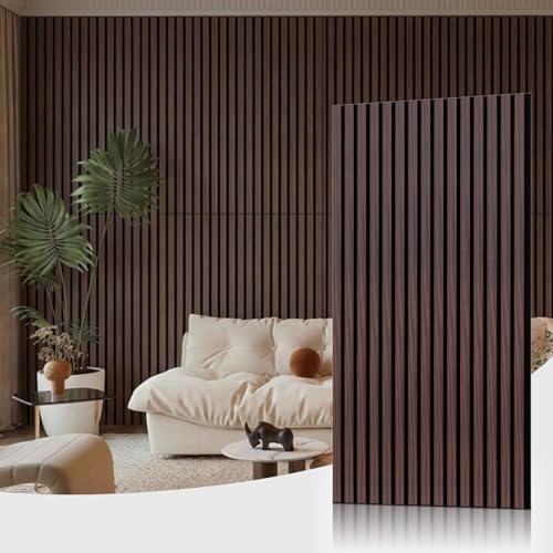 Image of Wood Slat Acoustic Wall Panels, Walnut, 4 Pack, 47.2 x 23.6 in