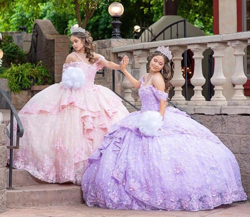 XYAYE Off Shoulder Quinceanera Dresses with Bow Puffy Tulle Sweet 15 16 Dresses with Train Gorgeous Lace Beaded Ball Gown3