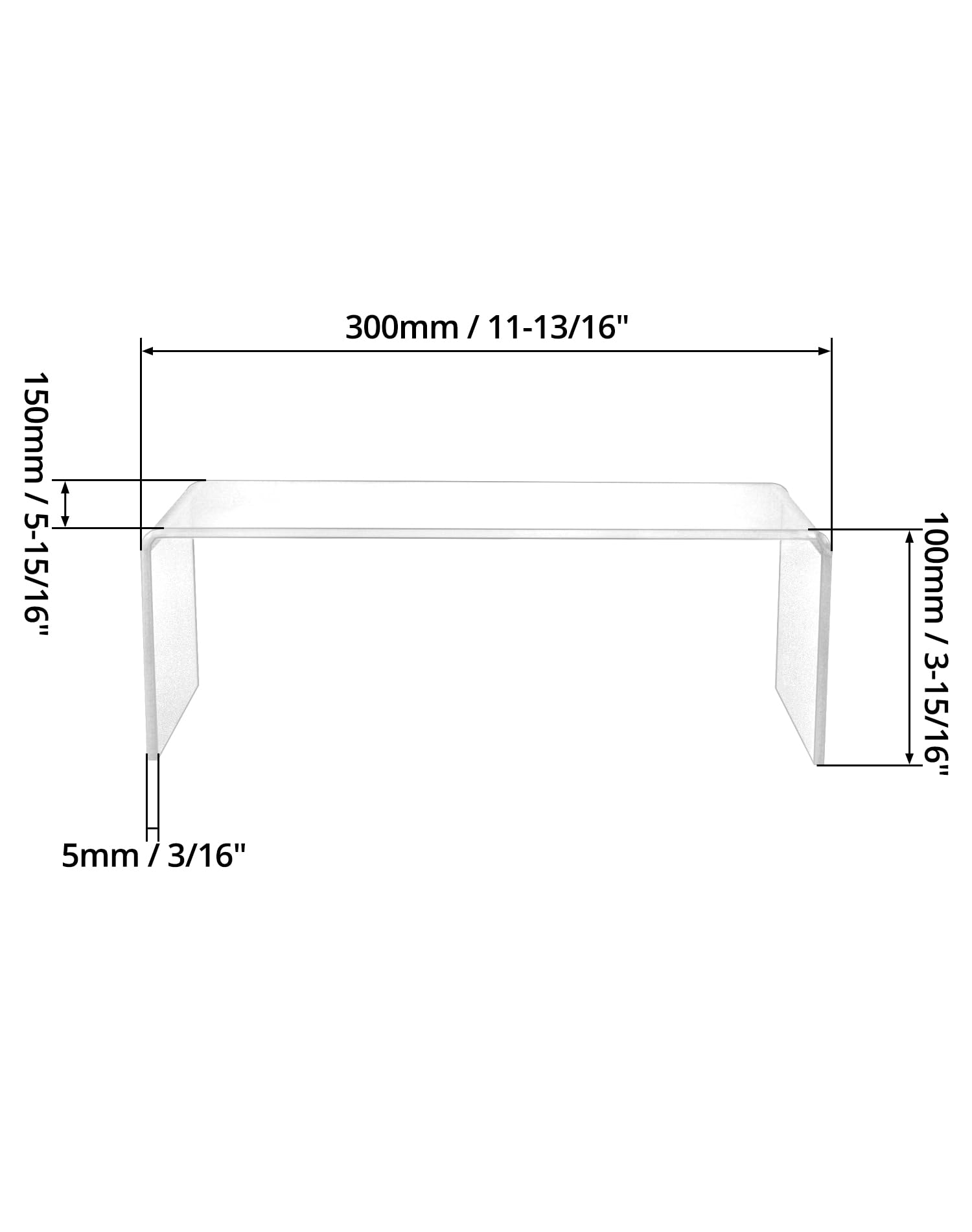 QWORK® Stojak na monitor, akrylowa podstawka pod ekran, akrylowe półki, 30 x 15 x 10 cm, do monitora PC, laptopa