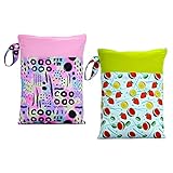 Botón para colgar: Wet Bag con asa de botón, se puede colgar fácilmente en el cochecito de bebé o en las manos, perfecto para las mamás que viajan con sus bebés. Paño suave y doblado para ahorrar espacio.