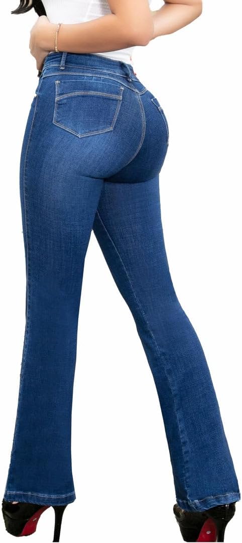 Women's Colombian Pants Up Jeans Butt Lifting High Rise Bootcut Push-Up