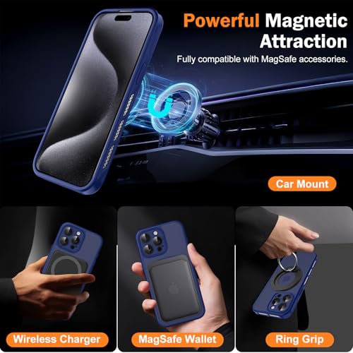 CASEINJOY Stronger Magnetic for iPhone 14 Pro Max Case, Heat Dissipation Frame, Compatible with Magsafe, Camera Protection, Matte Back Slim Protective Cover for iPhone 14 Pro Max 6.7 Inch, Blue - image 3