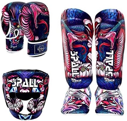 Miniatura 1 de Spall Pro US - Juego de entrenamiento de boxeo  Guantes de boxeo de cuero sintético estilo víbora con equipo de boxeo en el empeine, entrenamiento