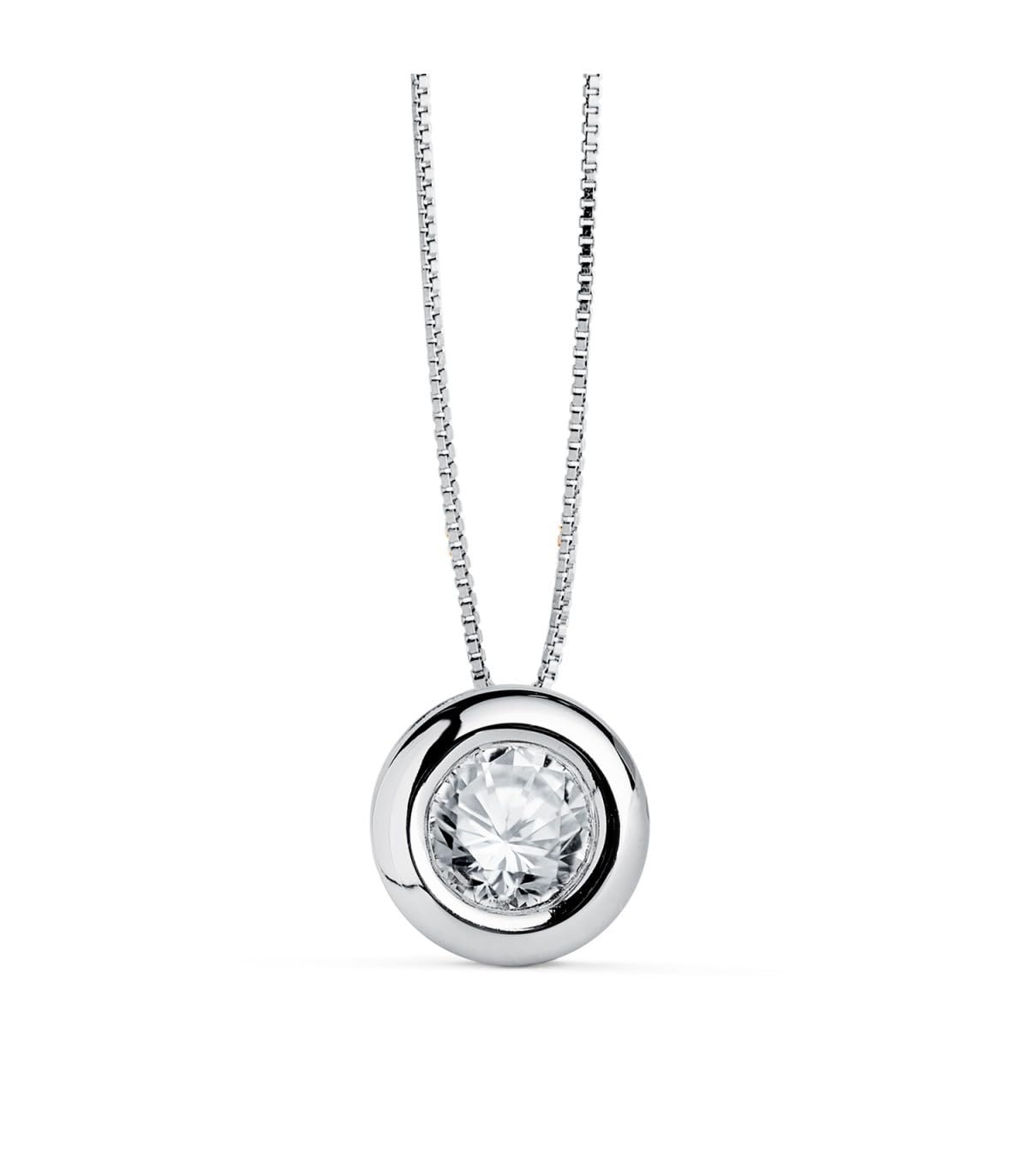 Choker aus 18-karätigem Weißgold mit 42 cm Länge, 8 mm Lünette und einem im Labor gezüchteten Diamanten mit einem Gewicht von 0,325 ct.