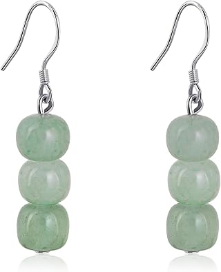 925 Sterling Silver Jade Drop Dangle Earrings Green Jade Earrings for Women Trendy Simple Gemstone Jewelry for Gift