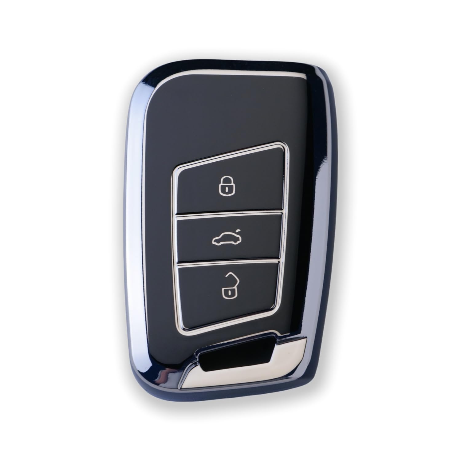 RUXYAXFOL TPU copertura chiave auto per VW Golf 7 Passat B8 Seat Leon Ibiza Toucan T-Cross Polo CC Skoda Superb Kodiaq Custodia chiave auto, 2 pezzi, nero e argento