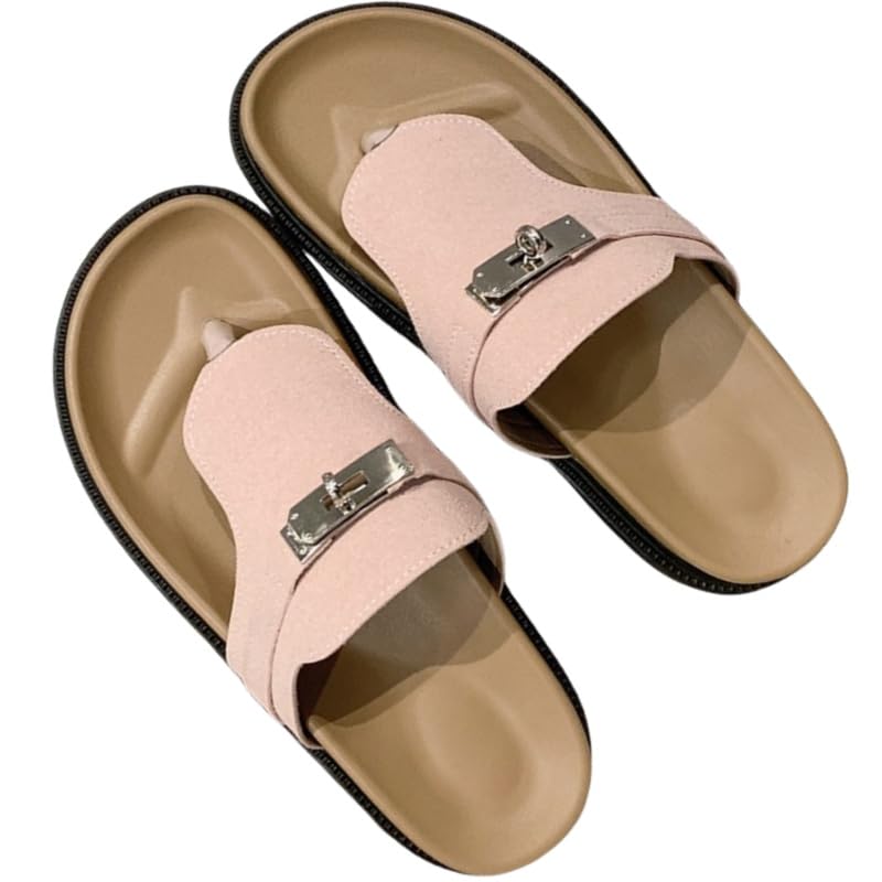 Summer women's large-size fashionable slippers - thick sole with metal buckles - for casual daily wear