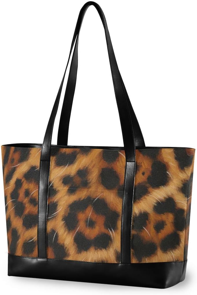ALAZA Leopard Cheetah Print Laptop Tote Bag for Woman 15.6 inch Laptop Organizer Bag Teacher Work Purse