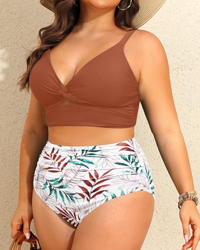 Image of Daci Plus Size Two Piece Swimsuits High Waisted Tummy Control Bikini