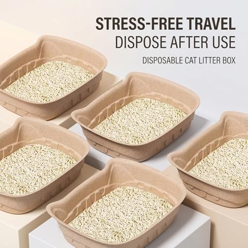Arenero desechable para gatos en pack de 5 cajas de pulpa ecológica 4