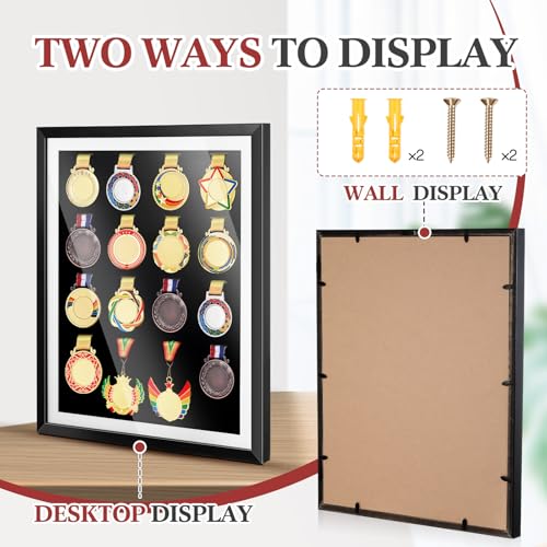 Image of Silipull 16 Medal Display Case, 20.87 x 16.93 Inch Medal Shadow Box Frame Large 3D Wall Mounted Acrylic Display Case with 98% UV Protection for Marathon Triathlon Runners Soccer All Sports Medals