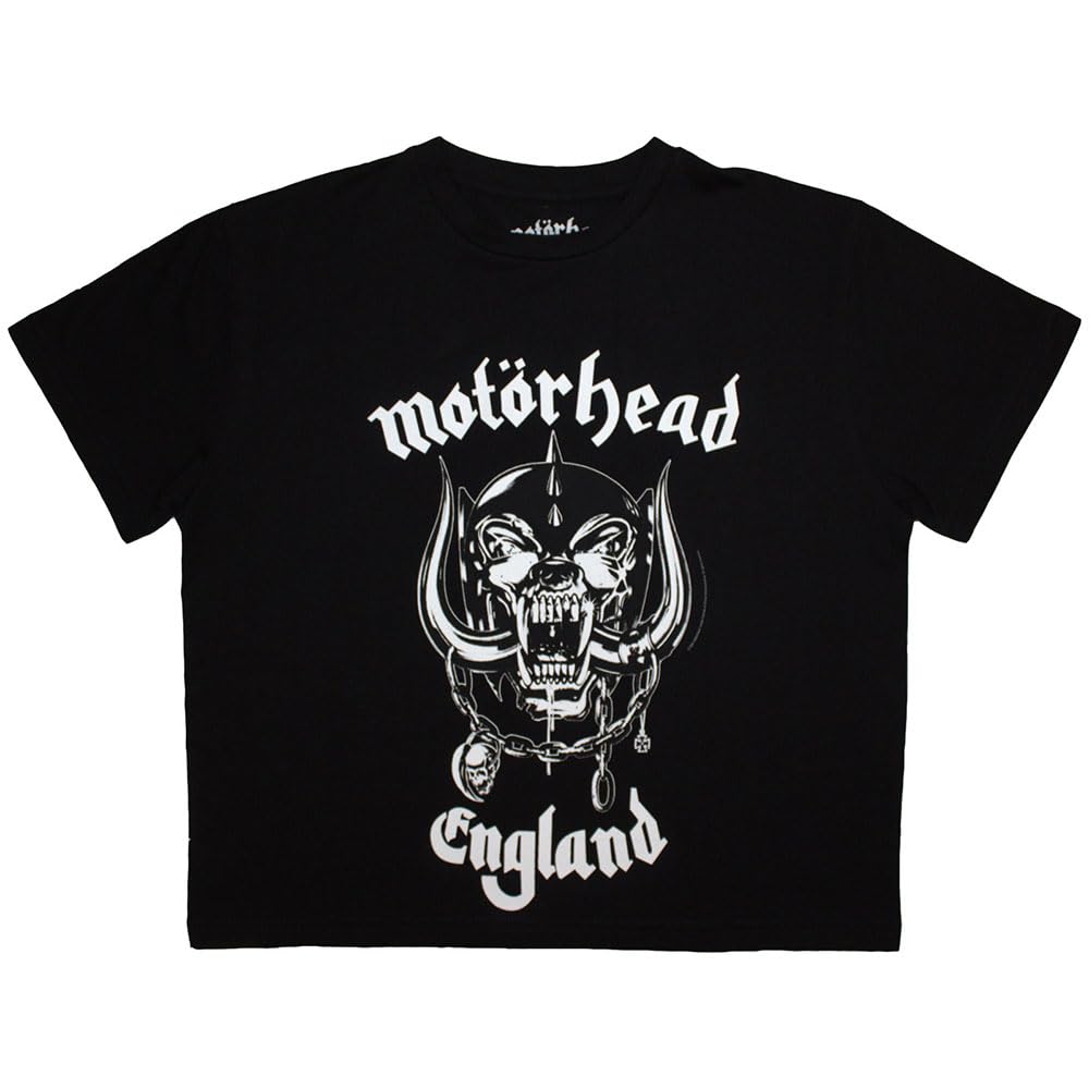 Rock Off officially licensed products Motorhead England Band Logo Crop Top S Black