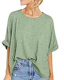 Women Oversized T-Shirt Summer Casual Short Sleeve Loose Tee Tops Green