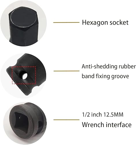 Miniatura 4 de 0.315 in Hex Impact Bit Socket, H8 12-Inch Impact Drive Allen Socket, Cr-Mo Acero Alargar Hex Destornillador Adaptador