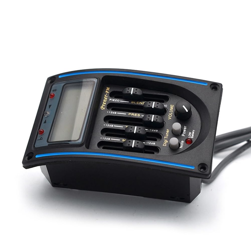TORR 1 Satz Akustikgitarren-Tonabnehmer, 5-Band-EQ-Equalizer, Gitarrenvorverstärker, Piezo-Tonabnehmer, Tuner mit Mikrofon-LCD-Display