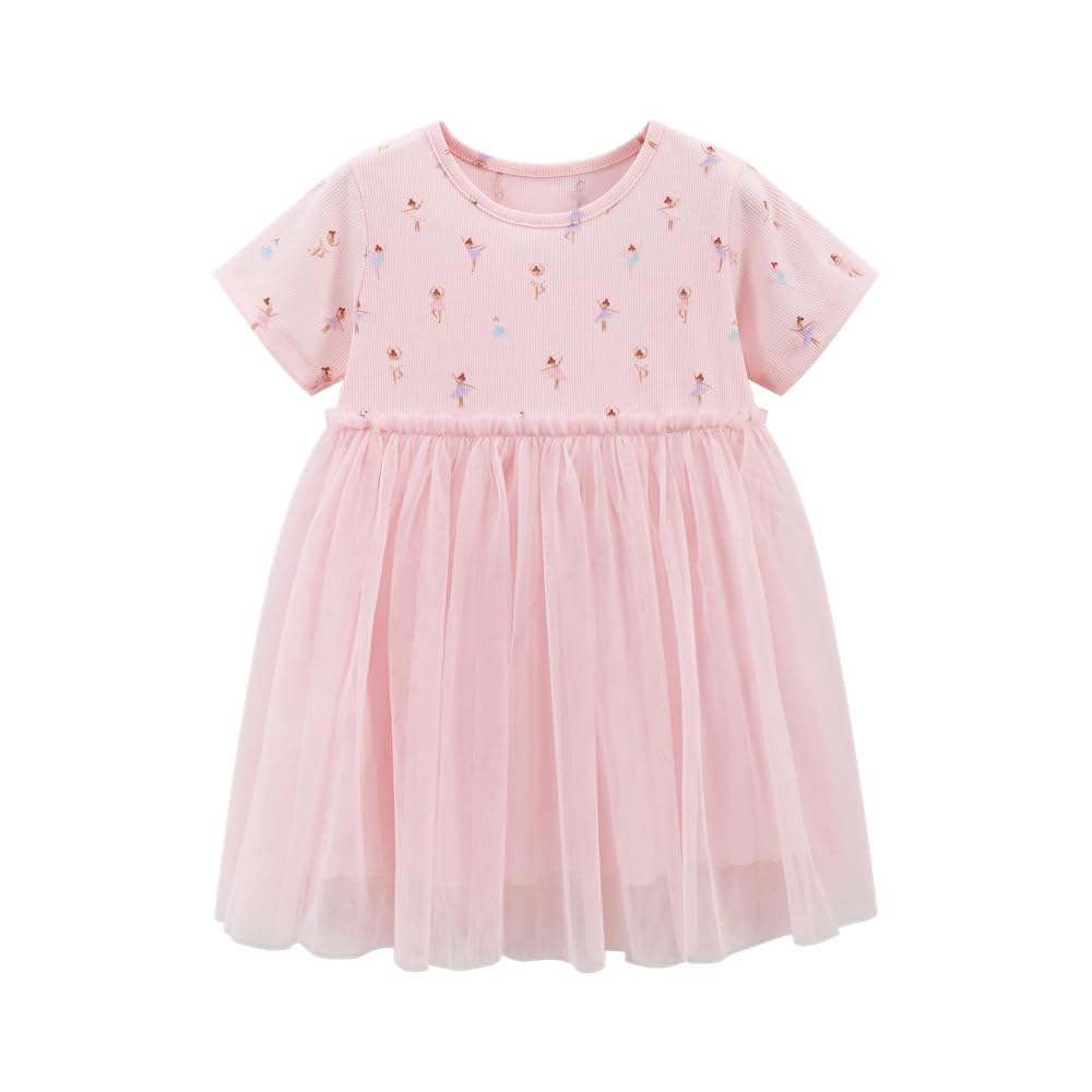 LitBud Tulle Dress for Girls Birthday Outfit Party Dresses Toddler Short Sleeve Causal Summer Tutu Skirts for 1-8 Years