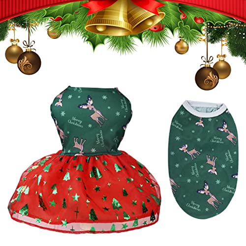 Joberio Vestido de Navidad, chaleco para perros, juego de chaleco para perros, árbol de Navidad, copos de nieve, chaleco para cachorros, chaleco para cachorros, chaleco para perros para ropa suave