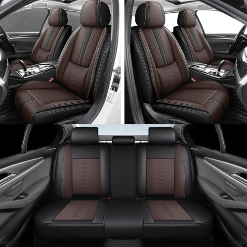 Image of Car Seat Covers for Toyota Camry 2012-2025 2026,Waterproof Leather Seat Covers 5-Seats Standard,Car Interior Accessories with Airbag,Car Seat Protectors for Camry(Black+Coffee)