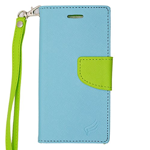 Eagle Cell Iphone 6 Pu Leather Wallet Case With Credit Holder Inside - Retail Packaging - Lite Blue/Green #TOP18
