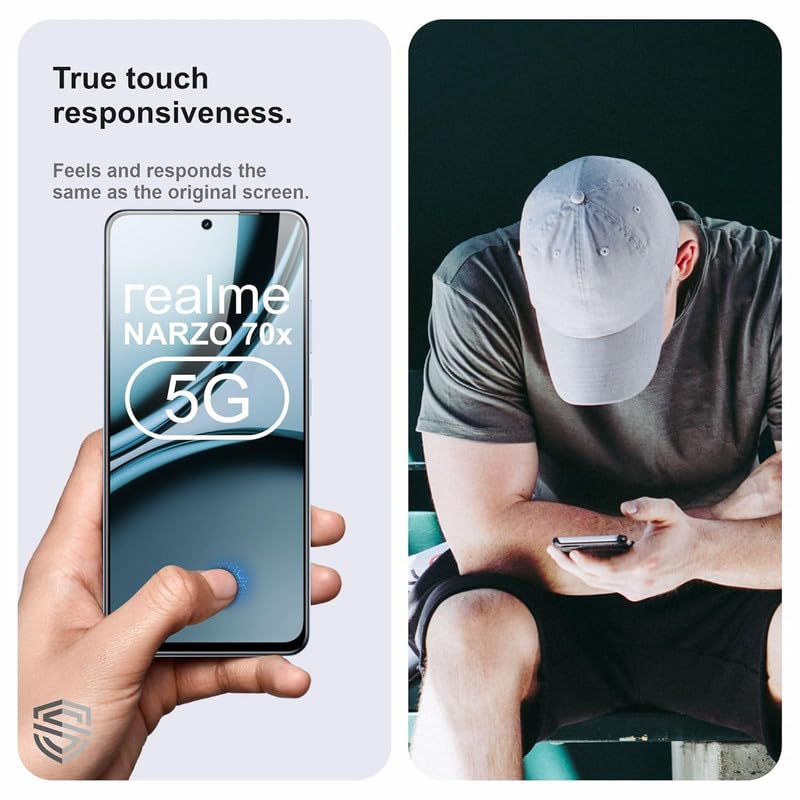 Image of Screen Protector Tempered Glass For Realme Narzo 70X 5G Cellphone With Easy Installation Kit