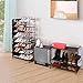 Simple Trending 4 Tier Stackable Shoe Rack, Expandable Adjustable Fabric Shoe Shelf with Side 4 Shoes Pockets, Bronze