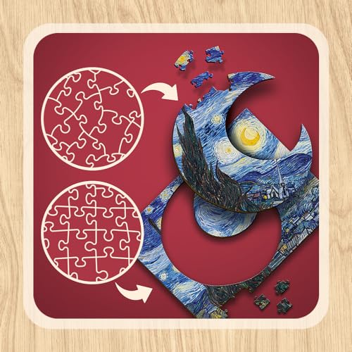Trefl The Starry Night - Rompecabezas de Madera 200 Piezas, 9+ | Vincent Van Gogh, Puzzle Premium Moderno con Formas Irregulares miniatura 3