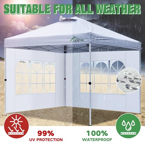 Acepic 2Pcs Instant Canopy Tent Sidewalls for 10x10 Pop-Up Canopy, Garden Gazebo, 210D Oxford Fabric Waterproof, White (Canopy Tent NOT Included) - Thumbnail 5