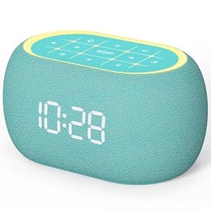 ANJANK White Noise Sound Machine Alarm Clock with HiFi Bluetooth Speaker, 21 Soothing Sounds/7 Night Lights/8 Alarm Sounds/30-Level Volume/0-100% Dimmer, Noise Maker for Boys Teens Kids Sleep, Bedroom